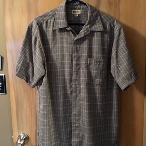 Haggar Gray/ White Plaid Button Shirt Sz M